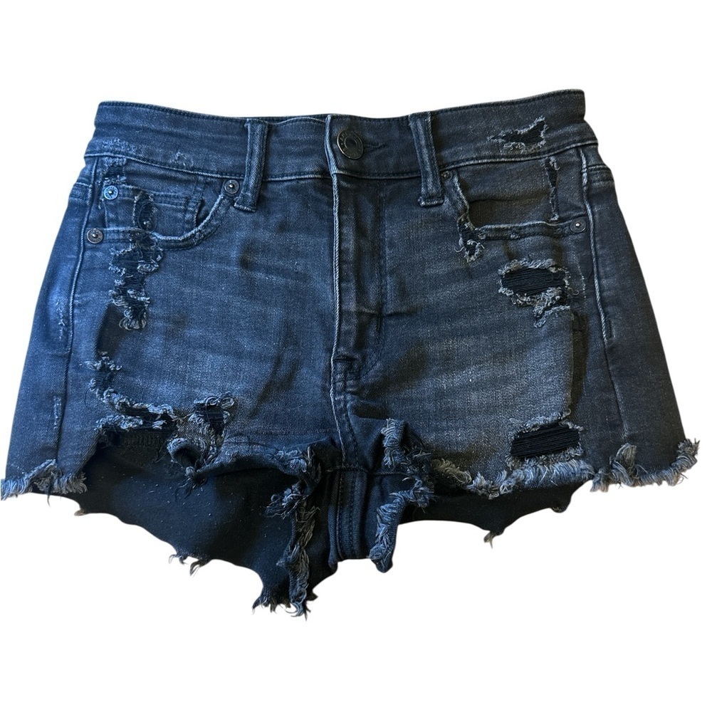 American Eagle Distressed Denim Shorts Black Womens SIze 2